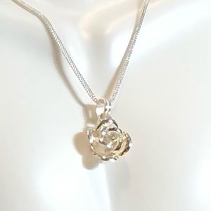 Peruvian Silver Roses Necklace and Earrings